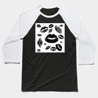 Kisses All Over (Black & White) Baseball T-Shirt